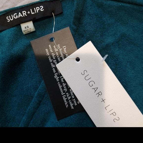 NWT Sugar Lips Size XS EMERALD Green fit and flare Micro suade texture Dress. - Picture 6 of 10